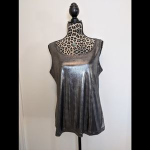 Chico's Silver Holiday Shimmer Christmas Top Small